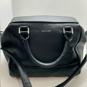 Matt & Nat Black Structured Leather Satchel Shoulder Bag